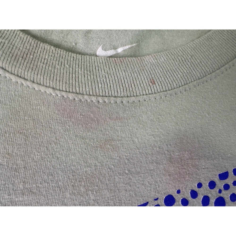 Nike Graphic T Shirt Mens Medium Sage Green Blue Safari Print Distressed Stained - Picture 3 of 7